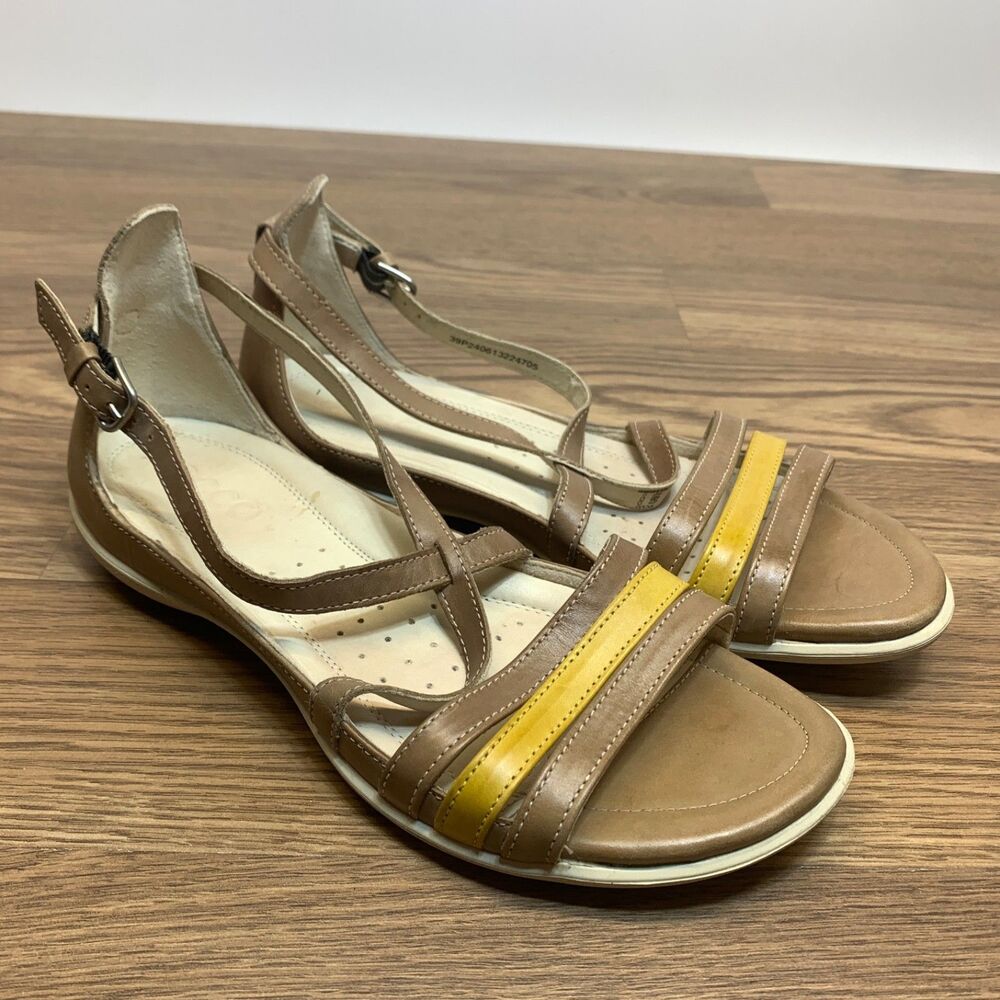 ECCO Brown And Yellow Strappy Gladiator Sandals Size US 8 / 39